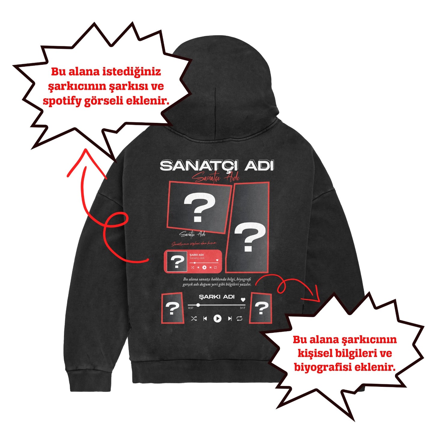 Oversize SEN TASARLA SANATÇI Hoodie