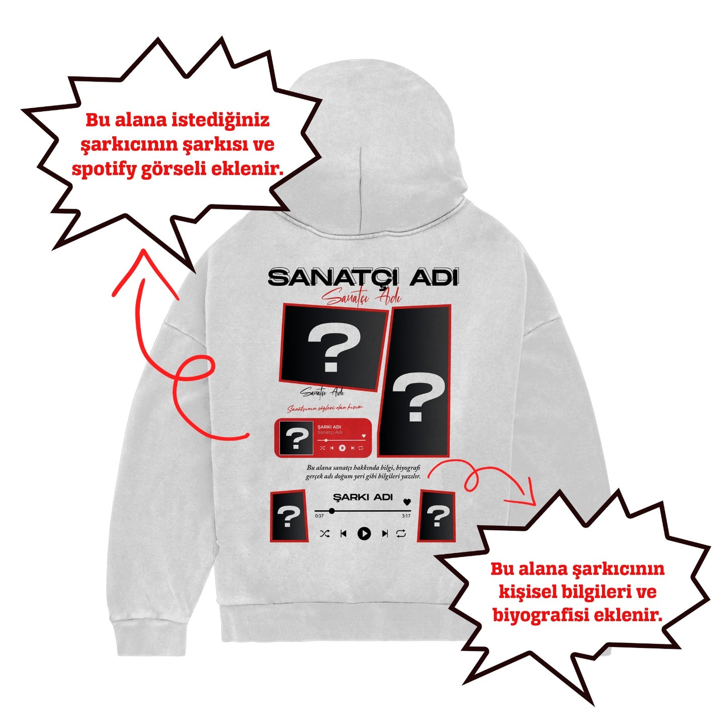 Oversize SEN TASARLA SANATÇI Hoodie